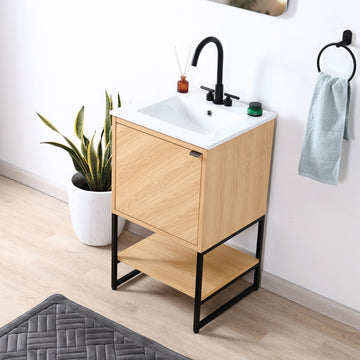 Juhl Chevron-Front Modern Minimalist 2-Shelf Bath Vanity Cabinet Only (Sink Basin Not Included) - JONATHAN Y